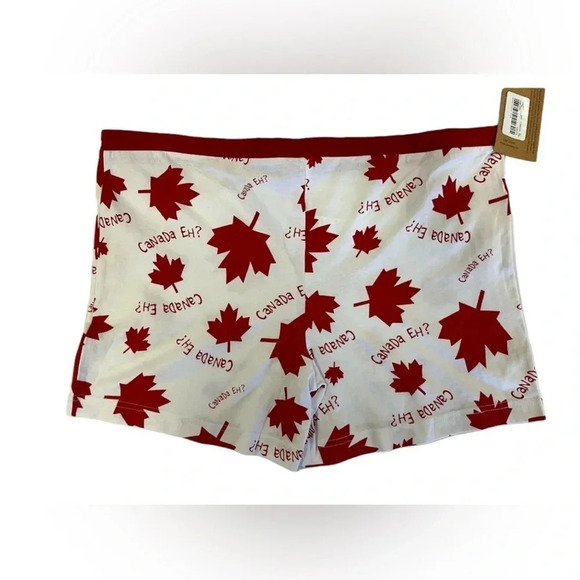 Lazy One Junior  Boxer Shorts Canada Eh Red White Size XL - Picture 2 of 5